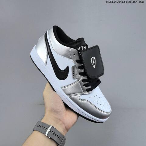 Jordan Air Jordan 1 Mid Silver White Black 36 46B Basketball - Women s BS-66224
