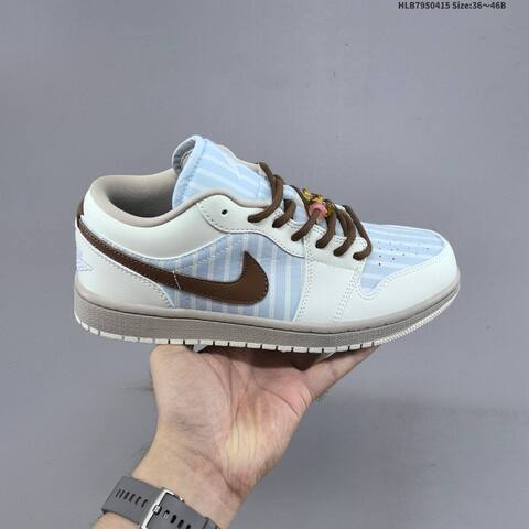 Jordan Air Jordan 1 Low Light Blue White Brown 36-46 Lifestyle - Unisex (BS-66178)