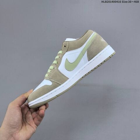 Nike Air Jordan 1 Low White Beige Light Green 36 46 Casual - Unisex (BS-66165)