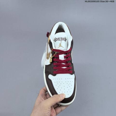 Jordan Air Jordan 1 Low White Brown Burgundy Gold 36 46B Casual - Women's (BS-67099)