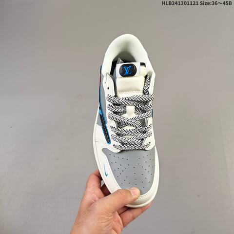 Jordan Air Jordan 1 Low Grey White Black Blue EU 36-45 Basketball - Unisex (BS-63348)