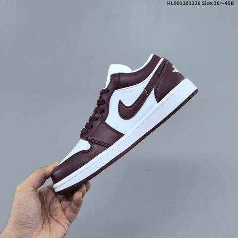 Jordan Air Jordan 1 Low White And Team Red Burgundy 36 45 Casual - Unisex (BS-67260)