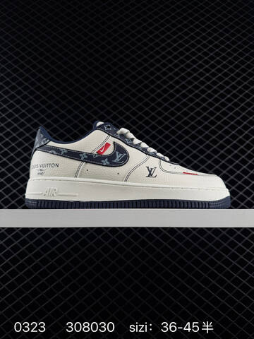 Nike Air Force 1 Low White Navy Monogram 36-45 Lifestyle - Unisex (BS-72501)