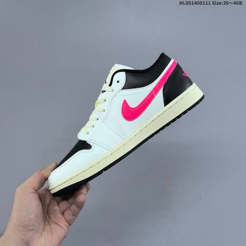 Jordan Air Jordan 1 Low White Black Pink 36 46B Lifestyle - Women's (BS-67007)