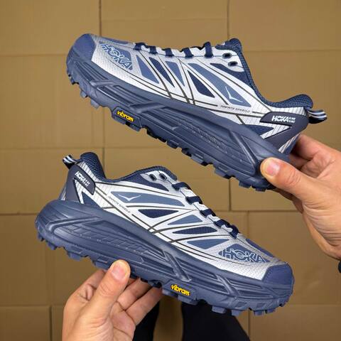 HOKA ONE ONE Mafate Speed 2 Navy Silver Trail Shoe Trail Running Sneakers (BS-86892)