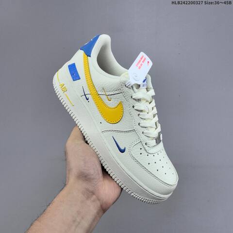 Nike Air Force 1 07 FZ1151-100 Off White Yellow Blue EU 36-45 Sneaker - Unisex BS-61098