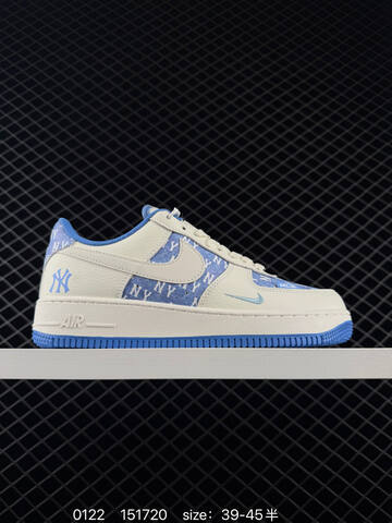 Nike Air Force 1 07 Cream Blue NY Yankees Print 39-45 Lifestyle - Unisex (BS-73025)