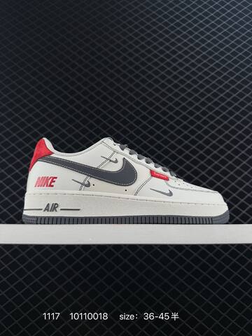 Nike Air Force 1 07 LV8 White Gray Black With Red Accents EU 36-45 Lifestyle - Unisex (BS-74160)