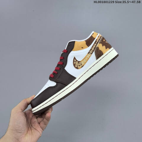 Air Jordan Air Jordan 1 Low White Brown Gold Red 35 5 47 5 Lifestyle - Unisex (BS-67208)