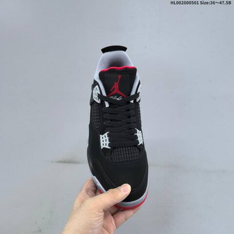 Jordan Air Jordan 4 Retro Bred Black Fire Red Cement Grey White EU 36-47 5 Basketball - Unisex (BS-66065)