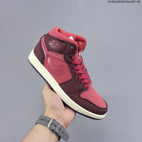 Jordan Air Jordan 1 Mid SE Pink And Burgundy Valentine s Day 36 45 Casual - Unisex BS-65873