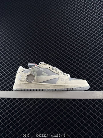 Jordan Air Jordan 1 Low Travis Scott Custom Off White Navy Grey Cream EU 36-45 Skate Shoe - Unisex BS-80729