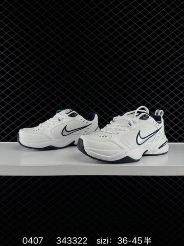Nike Air Monarch IV White With Navy Blue And Silver Accents EU 36-45 Training - Unisex BS-72263