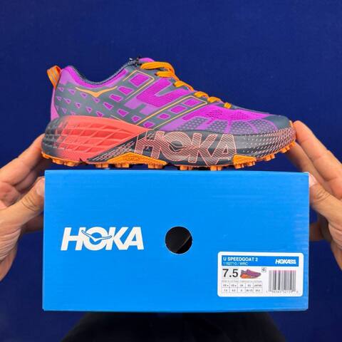 HOKA Speedgoat 2 Purple Orange Dark Grey Coral Trail Shoe Trail Running Sneakers (BS-86814)