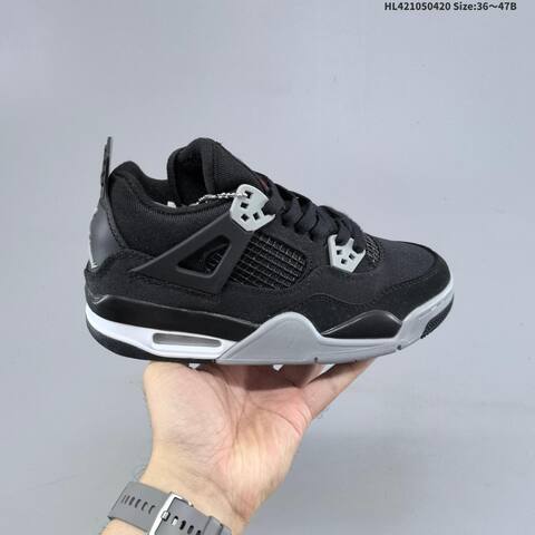 Jordan Air Jordan 4 Retro Black Grey White 36 47B Basketball - Women's (BS-66110)