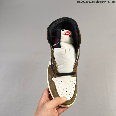 Jordan Travis Scott x Air Jordan 1 High OG TS SP Sail Dark Mocha Black EU 36-47 5 Basketball - Unisex (BS-63678)