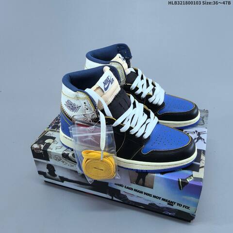 Jordan Air Jordan 1 Retro High OG Black Blue Gold White 36 47B Basketball - Women's (BS-67131)