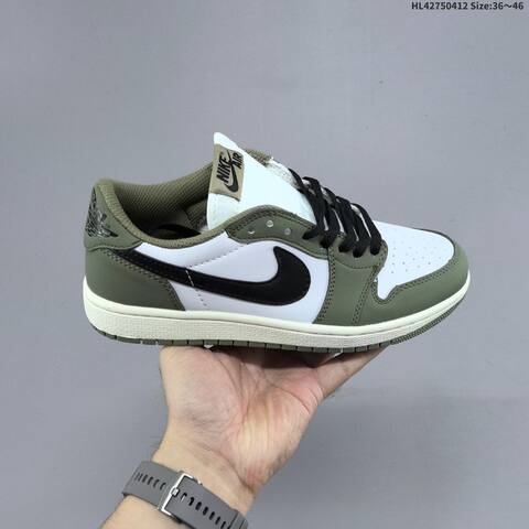 Jordan Air Jordan 1 Low White Olive Green Black EU 36-46 Casual - Unisex (BS-66216)
