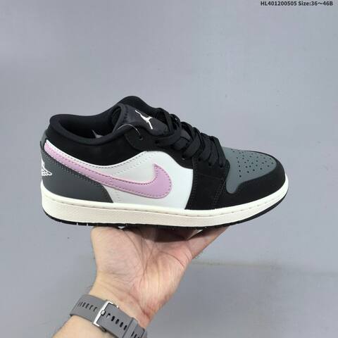 Jordan Air Jordan 1 Low Black White Gray Pink 36 46 Basketball - Unisex (BS-66040)