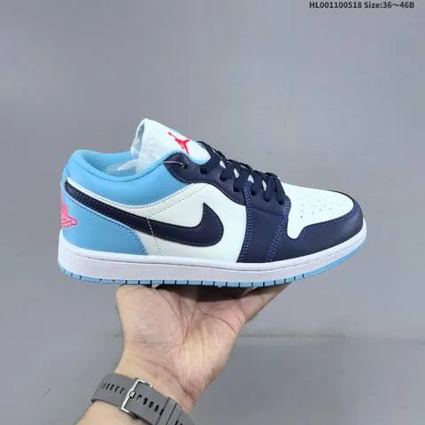 Jordan Air Jordan 1 Low White Light Blue Navy Gray 36 46B Lifestyle - Women s BS-65934