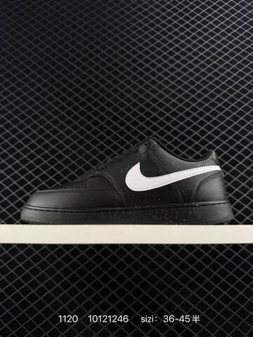 Nike Court Vision Low Black With White Speckle And White Swoosh 36-45 Casual - Unisex (BS-74101)