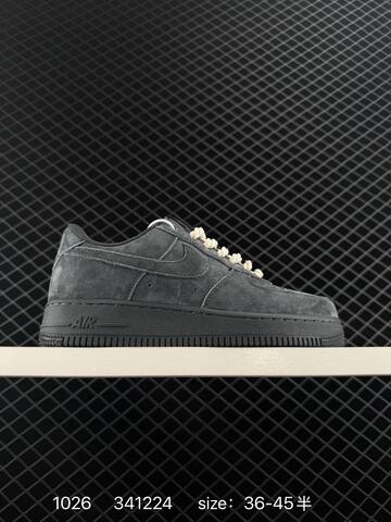 Nike Air Force 1 07 Black Dark Grey Suede With Cream Laces EU 36-45 Lifestyle - Unisex (BS-74550)