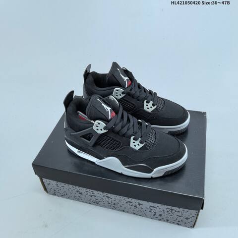 Jordan Air Jordan 4 Retro Black Grey White 36 47B Basketball - Women's (BS-66110)