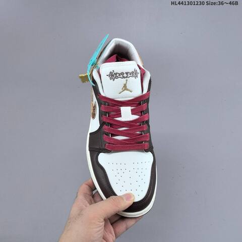 Jordan Air Jordan 1 Low Year Of The Horse White Brown Gold Burgundy EU 36-46 Basketball - Unisex (BS-67188)