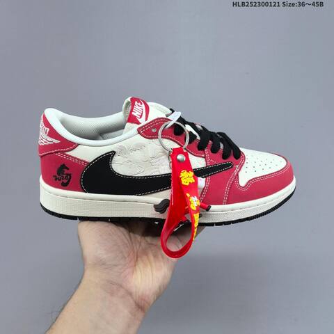 Nike Air Jordan 1 Low White Red Black 36 45B Lifestyle - Women's (BS-66906)