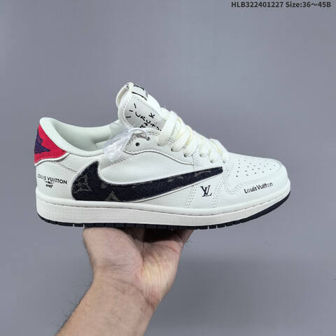 Nike Air Jordan 1 Low White Black Red With Monogram Print EU 36-45 Lifestyle - Unisex (BS-67235)