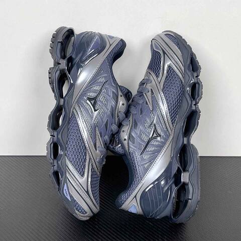 Mizuno Wave Prophecy LS D1d A251104 Navy Blue Silver Black Running Shoe Running Sneakers (BS-86782)