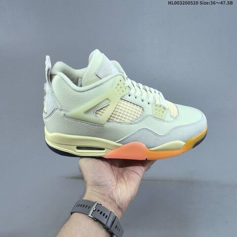 Jordan Air Jordan 4 Retro Sail Light Grey Gum Orange EU 36-47 5 Basketball - Unisex (BS-65915)