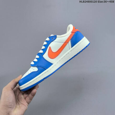 Nike Air Jordan 1 Low Travis Scott x New York Knicks White Blue Orange 36 45 Casual - Unisex (BS-66909)