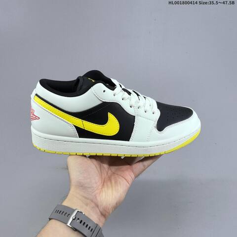 Jordan Air Jordan 1 Low Black White Yellow 35 5-47 5 Basketball - Unisex (BS-66197)