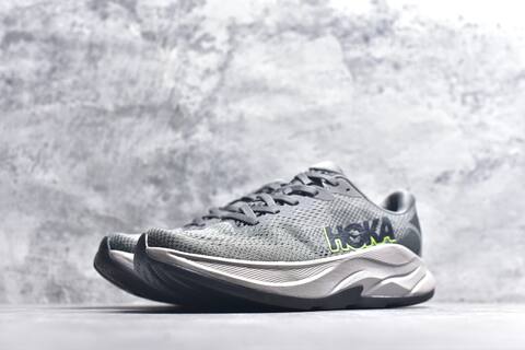 HOKA Rincon 4 Dark Grey Neon Green Light Grey Black Running Shoe Running Sneakers (BS-59411)