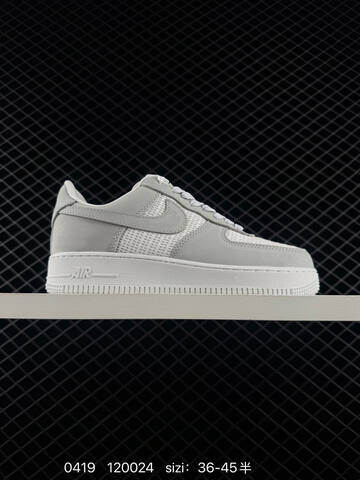 Nike Air Force 1 07 Low Light Smoke Grey White Mesh EU 36-45 With Half Sizes Lifestyle - Unisex (BS-72002)
