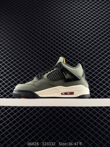 Jordan Air Jordan 4 Retro Olive Green Black Cream Orange EU 36-47 Basketball Shoe - Unisex BS-81132