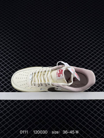 Nike Air Force 1 07 Low Cream White With Brown Swoosh And Olive Sole 36-45 Lifestyle - Unisex (BS-73195)