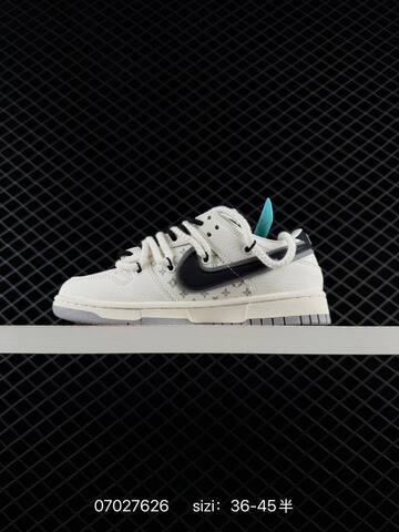 Nike Dunk Low White Black Gray With Monogram Accents 36-45 Skate - Unisex (BS-79044)