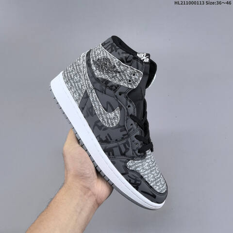 Nike Air Jordan 1 Retro High OG Black Grey White 36 46 Basketball - Unisex (BS-66996)
