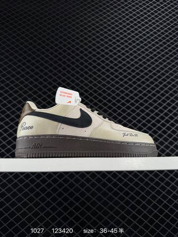 Nike Air Force 1 07 Low Cream Beige With Blue Green And Brown Accents 36-45 Casual - Unisex (BS-74536)