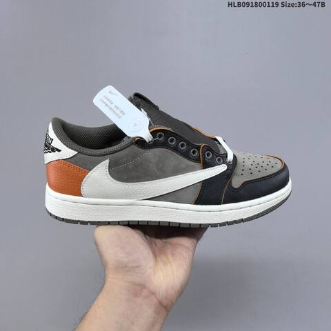 Nike Air Jordan 1 Retro Low Travis Scott Grey Black Brown White 36 47B Lifestyle - Women's (BS-66920)