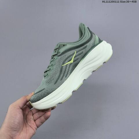 HOKA ONE ONE Bondi 9 Sage Green White Pale Yellow EU 36-45 Running Shoe Running Sneakers - Unisex (BS-69406)