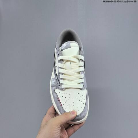 Jordan Air Jordan 1 Low x Travis Scott Sail Grey Black Red EU 36-45 Casual - Unisex (BS-65883)