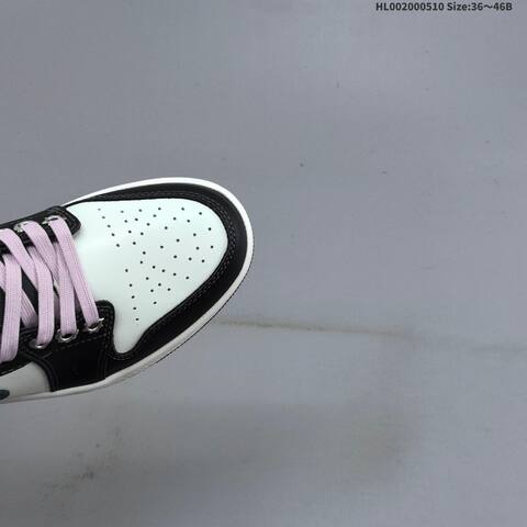 Jordan Air Jordan 1 Low SE Black White With Pink Laces And Iced Carmine Accents 36 46B Lifestyle - Women's (BS-66004)