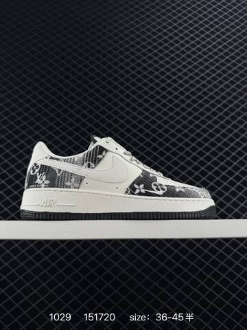 Nike Air Force 1 Blue White With Louis Vuitton Monogram Print 36-45 Lifestyle - Unisex (BS-74495)