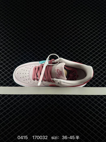 Nike Air Force 1 07 Light Pink With Berry Pink Swoosh Laces And Heel Accents White Midsole EU 36-45 Half Sizes Available Lifestyle - Unisex (BS-72084)
