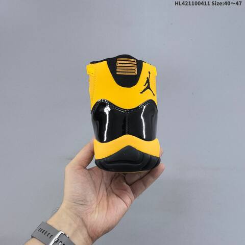 Jordan Air Jordan 11 Retro High Black And Yellow 40 47 Basketball - Men's (BS-66235)
