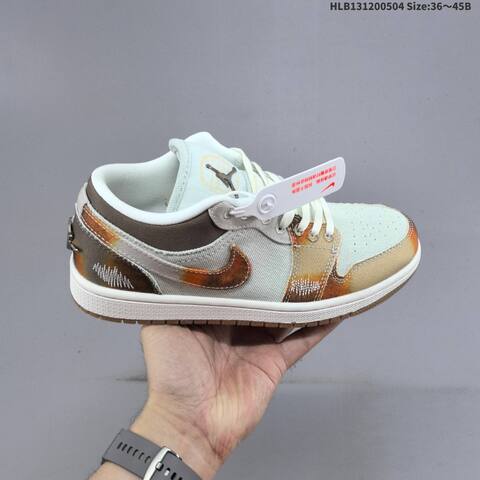 Jordan Air Jordan 1 Low SE Multi-Color Distressed Light Blue Brown Tan White 36 45 Lifestyle - Unisex (BS-66043)