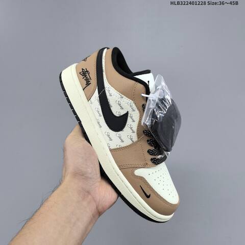Jordan Air Jordan 1 Low White Tan Black EU 36-45 Casual - Unisex (BS-67219)